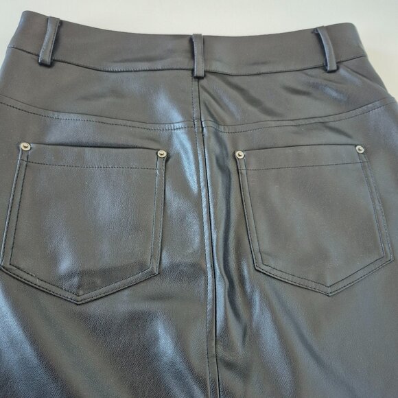 Black Midi Vegan leather Pencil Skirt - Picture 6 of 8